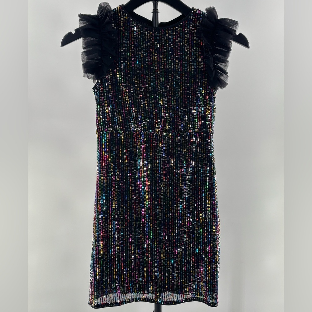 Grace Karin Dress Girls Multicolor Sz 10Y Ruffle
Shoulders Rainbow Sequins Party